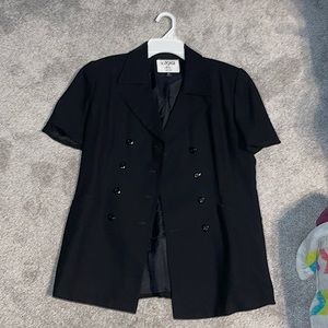 Petite black blazer suit.